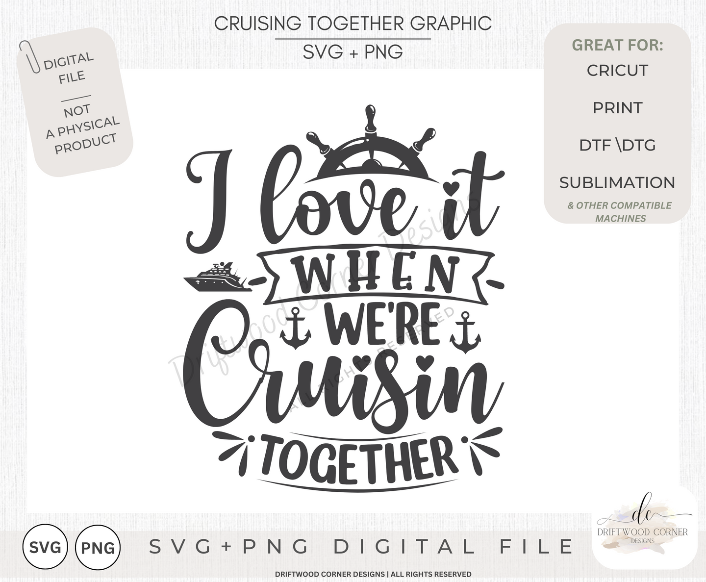 Cruisin Together SVG + PNG Graphic File